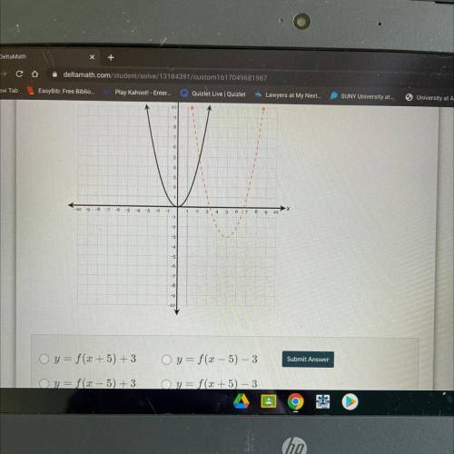 The graph of y

dotted graph?
f(x) is the solid black graph below. Which function represents the d