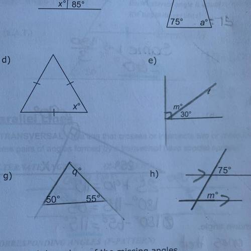 Determine the value of each unknown angles.
HELP PLEASE DO ANY! I’ll give you brilliance