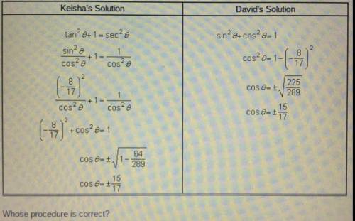 Keisha's Solution
David’s Solution
Whose procedure is correct?