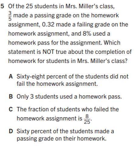 Which statement is not true about the completion of homework for Mrs. Miller's class?