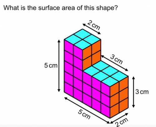 Work out the surface area of cube attached below.