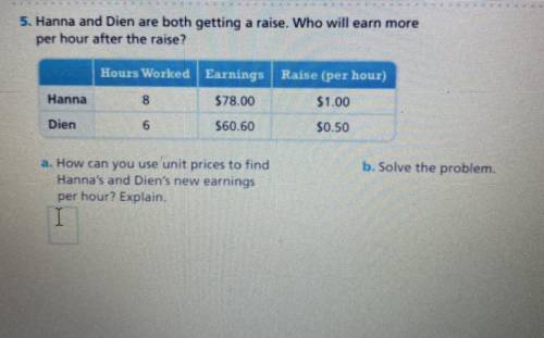 Hanna and Dien are both getting a raise. Who will earn more per hour after the raise?

2. How can