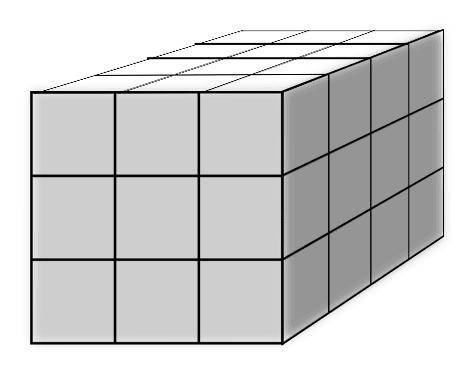 This right rectangular prism is filled with -foot unit cubes.

What are the actual dimensions of t