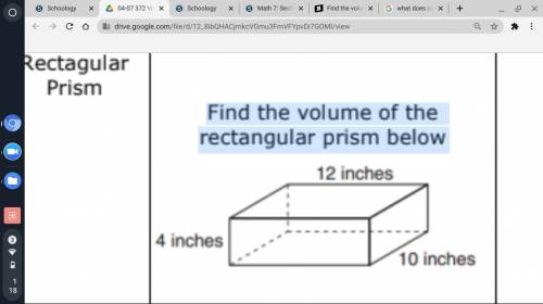 Find the volume of the
rectangular prism below
