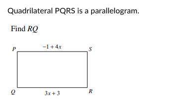 Quadrilateral PQRS is a parallelogram. find rq