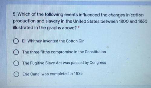 Which of following evens influences the changes in cotton production and slavery in the United Stat