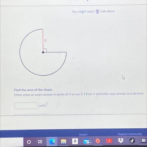 Find the area of the shape