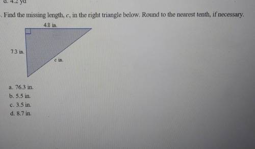 Please give me the correct answer.Only answer if you're very good at math.Please use the Pythagorea