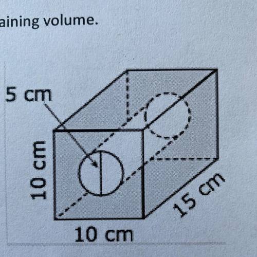 The cylinder was removed from the prism. Find the remaining volume.