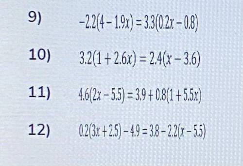 I am stuck on these last four questions please help if possible.

-Solving equations with variable