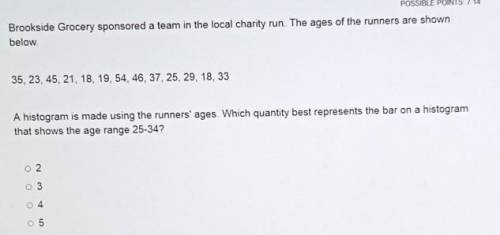 brookside grocery sponsored a team in the local charity run. the ages of the runners are shown belo