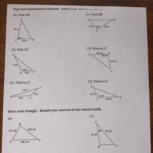 Law of sines and cosines quick answers please