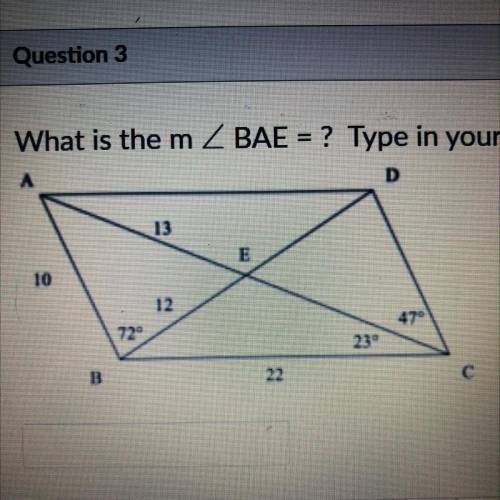 What is the measurement of BAE = ? Type in your answer.