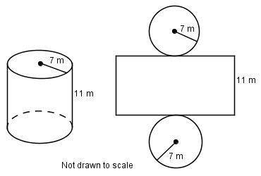 Use the net to find the approximate surface area of the cylinder to the nearest square meter.

A.