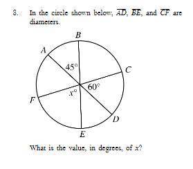 What is the value, in degrees, of x?