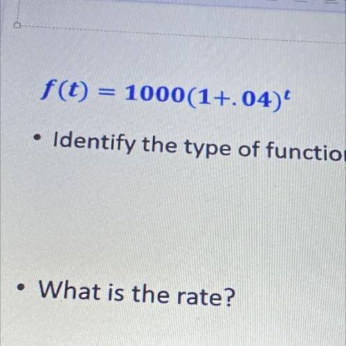 Identify the function and what is the rate of change