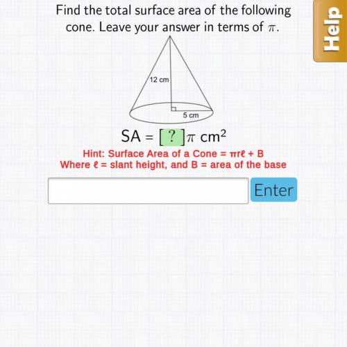 Find the total surface area of the following cone.