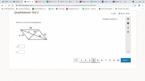 Solve for x and y in the parallelogram. (plzzzzz help me this is my major test)