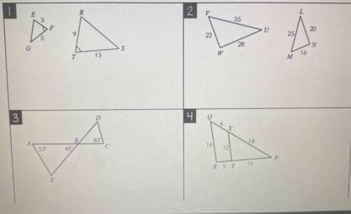 Are we similar, Determine whether the triangles are similar. If similar, state how (AA, SSS, or SAS