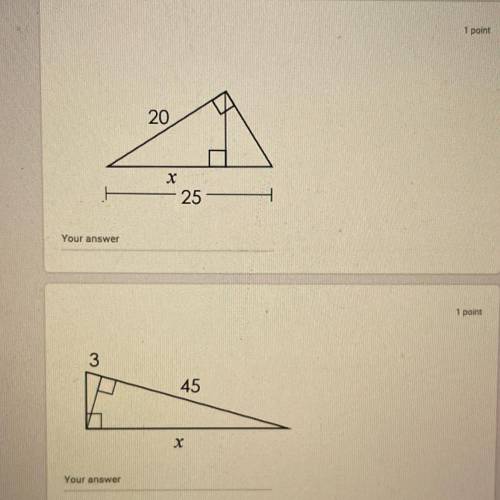 Find x for both right triangles
