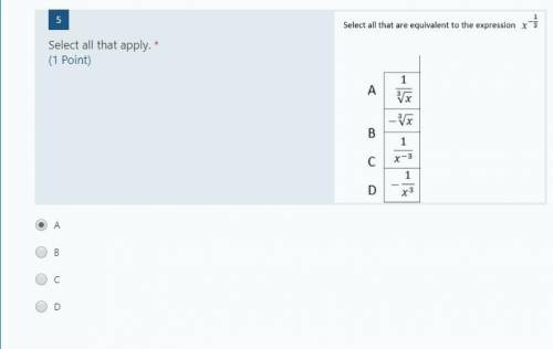 Select all that are equivalent to the expression x^-1/3