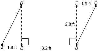 Can you please help me?

A)5.32 ft²
B)8.96 ft²
C)14.28 ft²
C)17.02 ft²
