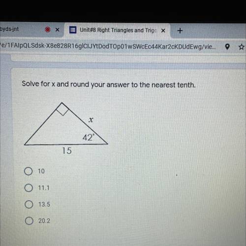 Solve for x and found your answer to the nearest tenth.