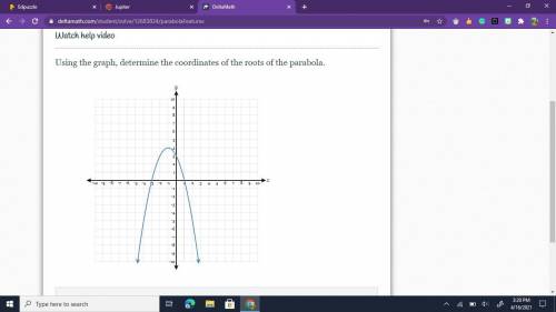 Using the graph, determine the coordinates of the roots of the parabola.
