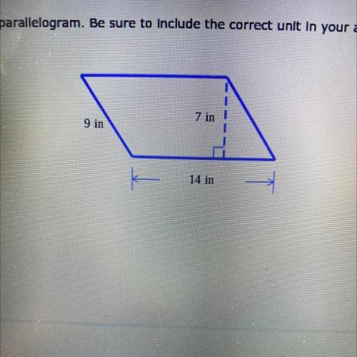 Find the area of this parallelogram. no links just give the answer plz.