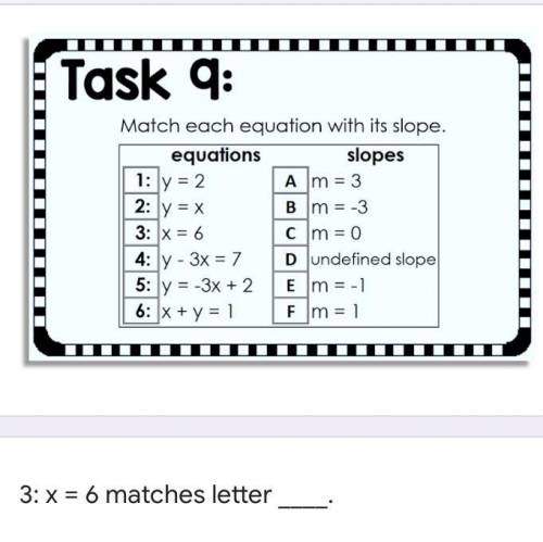 What does x=6 match?