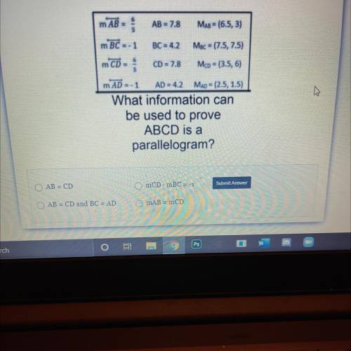 What information can be used to prove ABCD is a parallelogram?