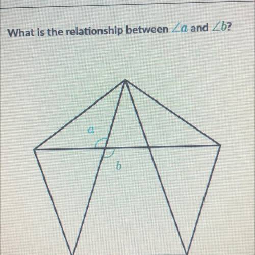 What is the relationship between a and b

A) vertical angles
B)complementary angles 
C)supplementa