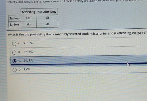 seniors and juniors on randomly surveyed to see if they were attending the championship football ga