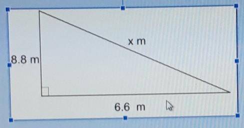 A right triangle and two of its side lengths are shown in the diagram x m 18.8 m 6.6 m What measure