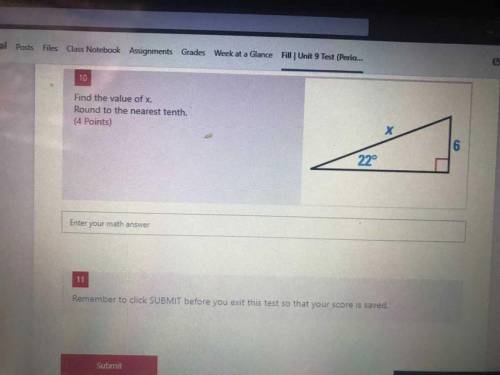 Find the value of x. round to the nearest tenth
Please help!