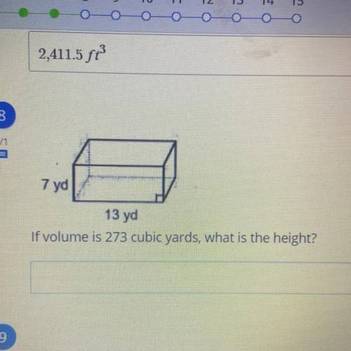 If volume is 273 cubic yards, what is the height?