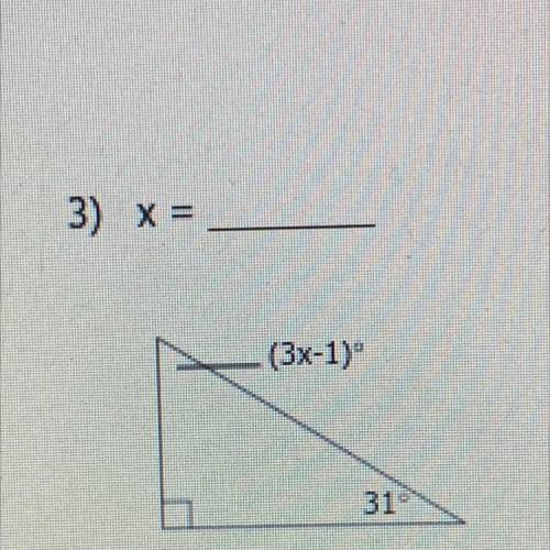 For each triangle find the value of x