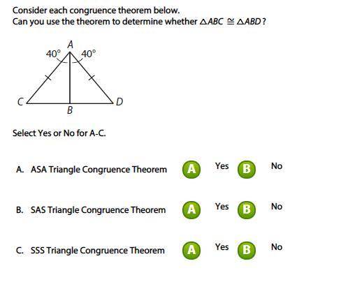 *20* Consider each congruence theorem below.

Can you use the theorem to determine whether △ABC ≅