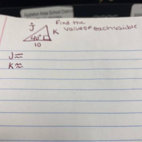 Find the value of each variable (right triangles + trigonometry)