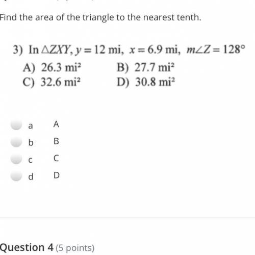 Find the area of the triangle to the nearest tenth