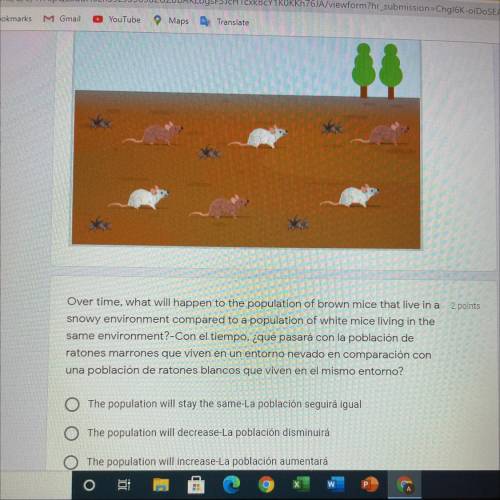 Over time, what will happen to the population of brown mice that live in a

snowy environment comp