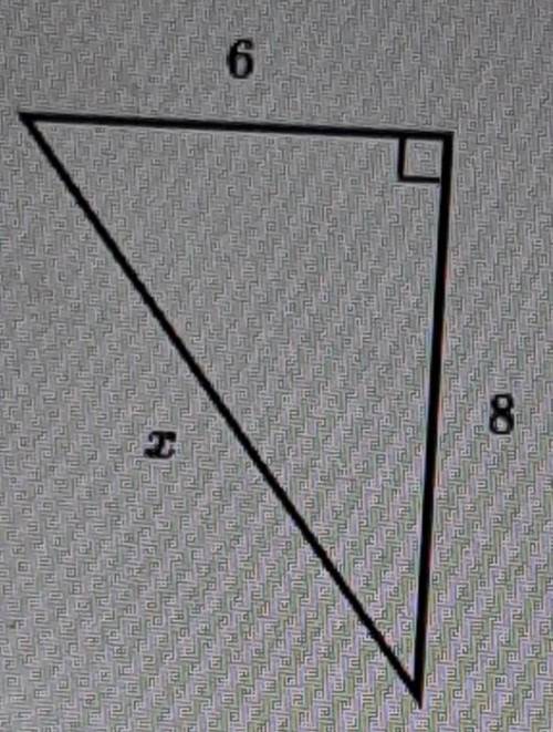 Find the value of x in the triangle shown below

x=square root of 28x=square root of 64x=9x=10​