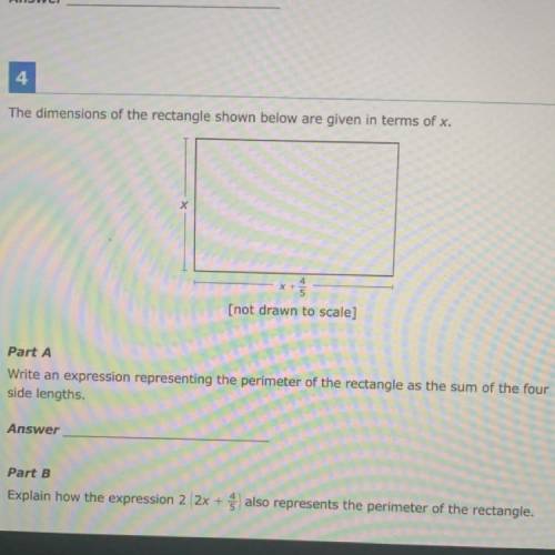 The dimensions of the rectangle shown below are given in the terms of x.