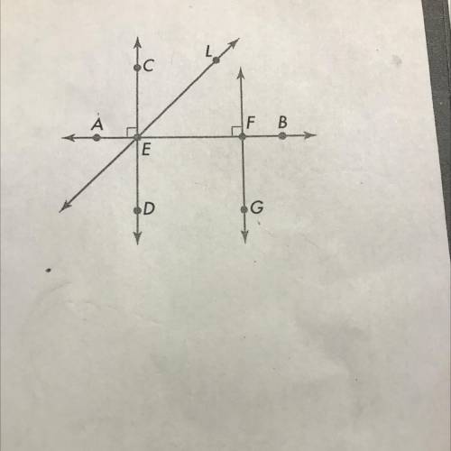 Name two lines that are perpendicular