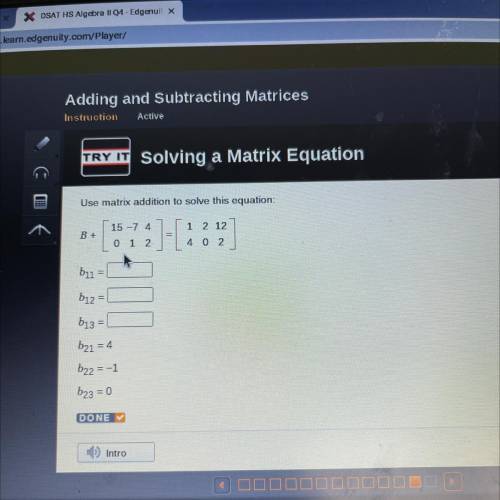 Use matrix addition to solve this equation : PLEASE help