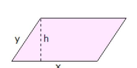 If x = 8 units, y = 6 units, and h = 4 units, then what is the area of the parallelogram shown abov