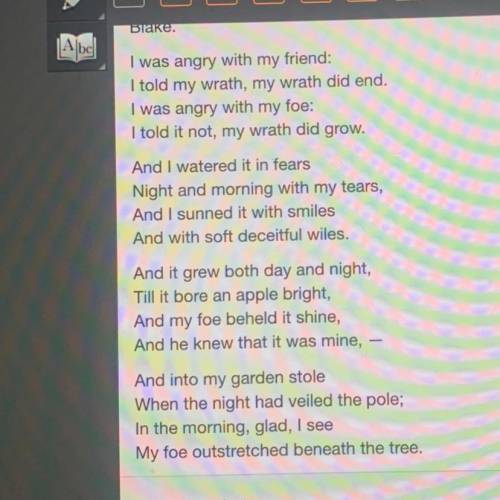 Read the poem entitled The Poison Tree by William

Blake. 
Which statement best describes the po