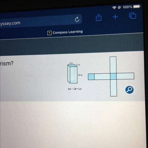 What is the area of one square base or this right prism ?