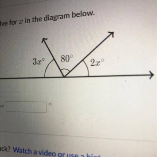 Solve for x in the diagram below 3x 80 2x