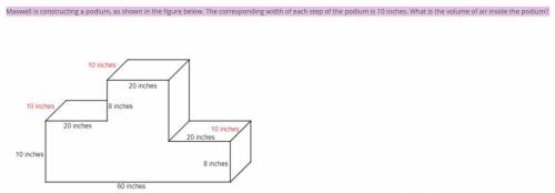 Maxwell is constructing a podium, as shown in the figure below. The corresponding width of each ste
